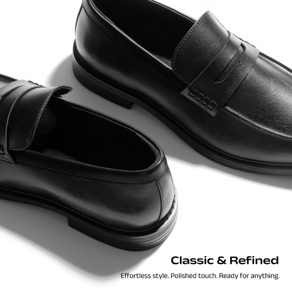 Men's Slip-on Penny Dress Loafers - BLACK - 3