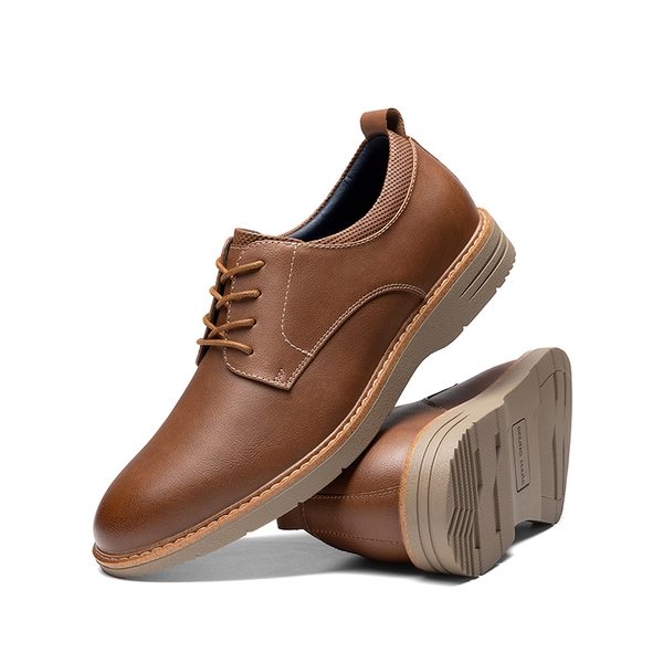 Men's Casual Dress Retro Business Classic Dress Comfort Oxfords - BROWN - 2