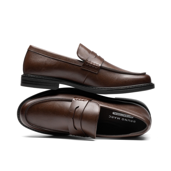 Men's Slip-on Penny Dress Loafers - DARK BROWN - 1
