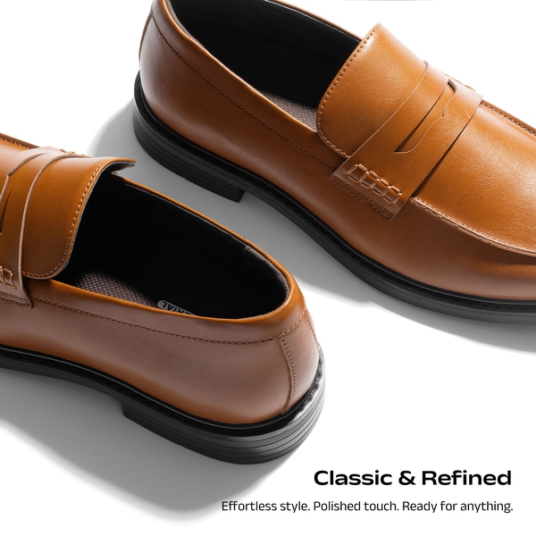 Men's Slip-on Penny Dress Loafers - BROWN - 3