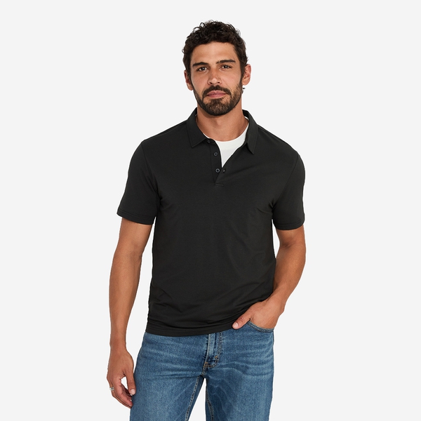 Men's Classic Soft Polo Shirt Business Casual - BLACK -  0
