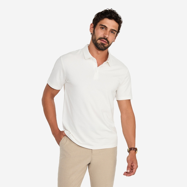 Men's Classic Soft Polo Shirt Business Casual - WHITE -  0