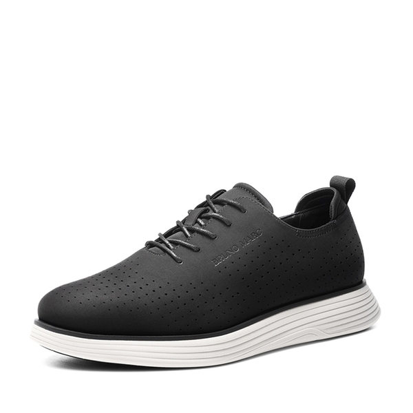 Men’s Smart Casual Oxford Style Sneakers - BLACK-NUBUCK -  0