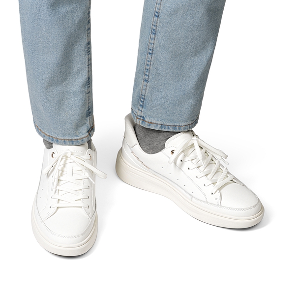 Men's Casual Dress Slip-in Lace up Sneakers  - ALL WHITE - 3