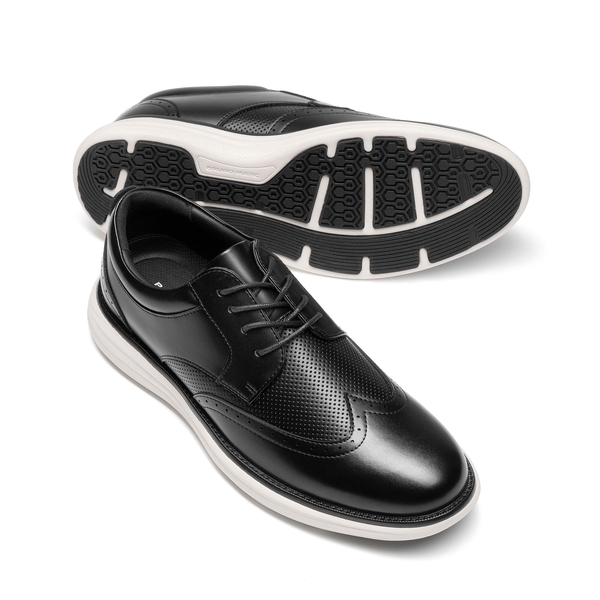 Men's Dress Casual Wingtip Brogue Oxfords With Added Cushioning - BLACK - 2