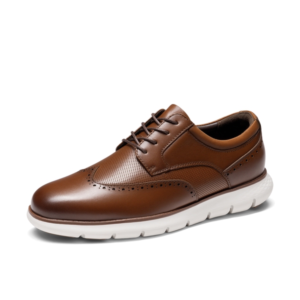 Men's Lightweight Cushioning Wingtip Leather Dress Oxfords - BROWN -  0