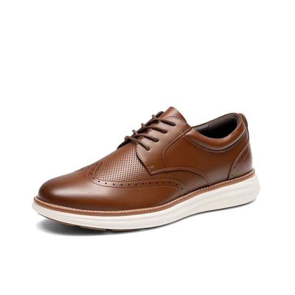 Men's Dress Casual Wingtip Brogue Oxfords With Added Cushioning - BROWN -  0