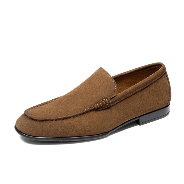 Men's Classic Slip-on Leather Suede Dress Loafers  - BROWN -  0