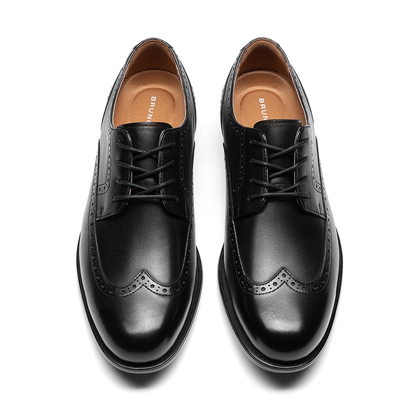 Men's Brogue Wingtip Oxfords - BLACK - 4