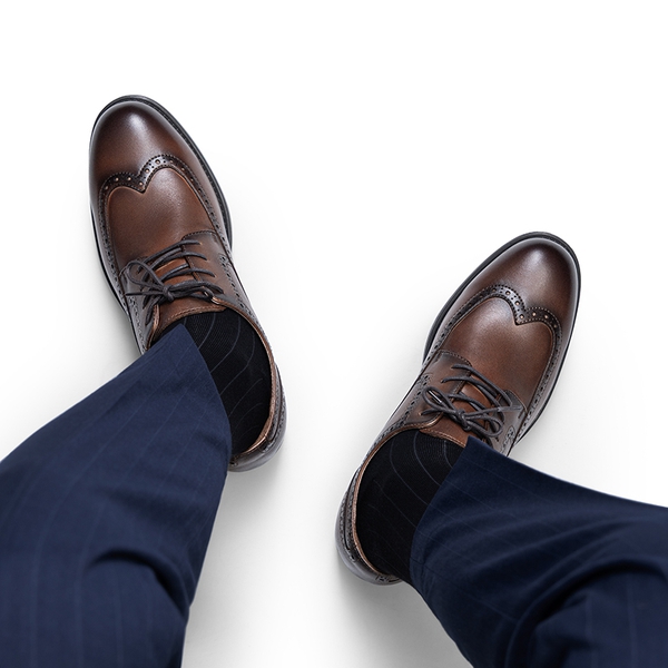 Men's Brogue Wingtip Oxfords - BROWN - 9