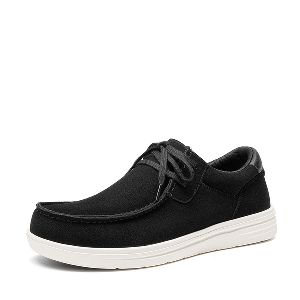 Men's Arch Support And Wide Toe Box Suede Leather Loafers  - BLACK -  0