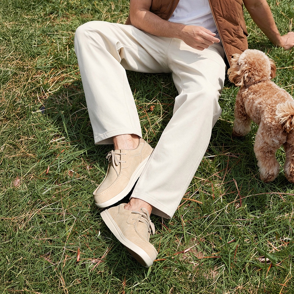 Men's Arch Support And Wide Toe Box Suede Leather Loafers  - BEIGE - 5