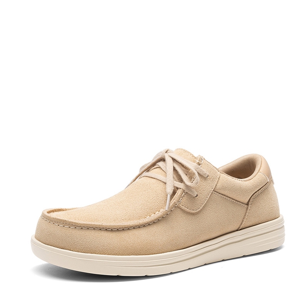 Men's Arch Support And Wide Toe Box Suede Leather Loafers  - BEIGE -  0