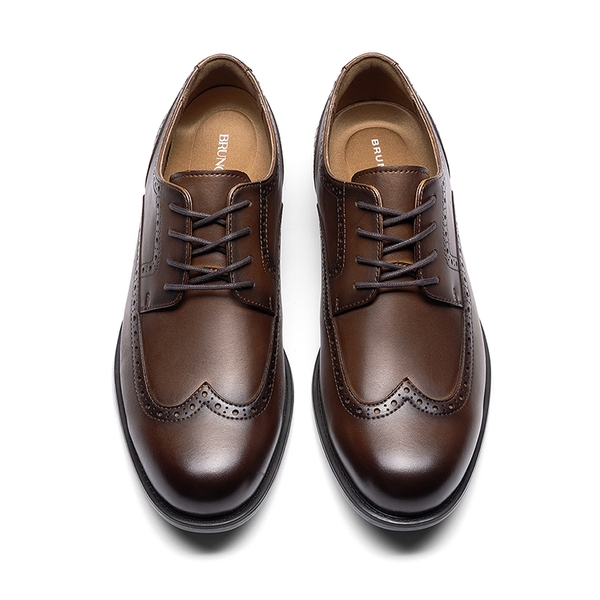 Men's Brogue Wingtip Oxfords - BROWN - 4