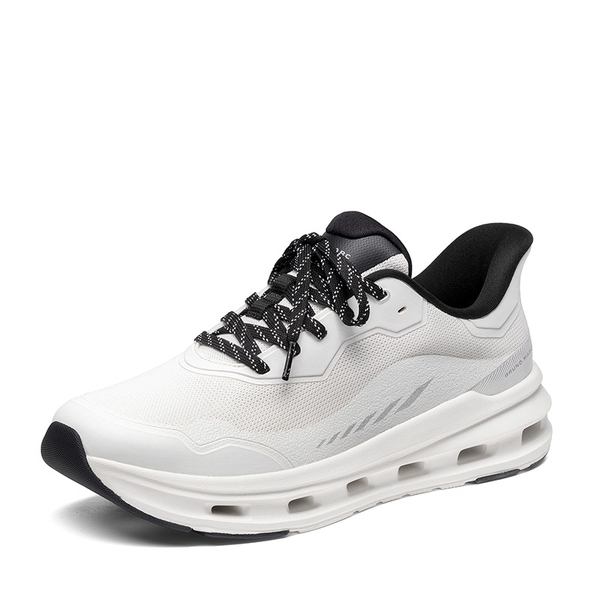 Men's Breathable Casual And Lightweight Sneakers With Cushioned Midsole - WHITE/BLACK -  0