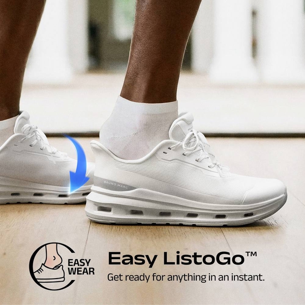 Men's Lace-Up Lightweight Cushion Mesh Sneakers With Hollow Shock-Absorbing Sole - WHITE - 4