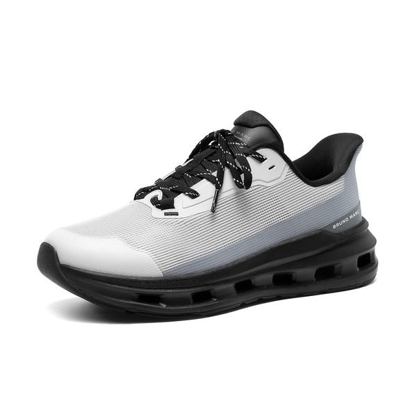 Men's Lace-Up Lightweight Cushion Mesh Sneakers With Hollow Shock-Absorbing Sole - GREY/BLACK -  0