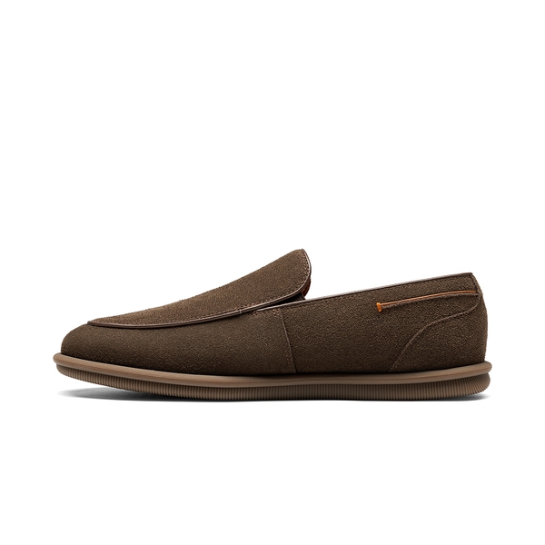 Men's Suede Leather Casual Dress Loafers  - COFFEE - 3