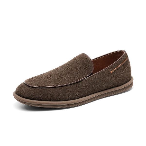 Men's Suede Leather Casual Dress Loafers  - COFFEE -  0
