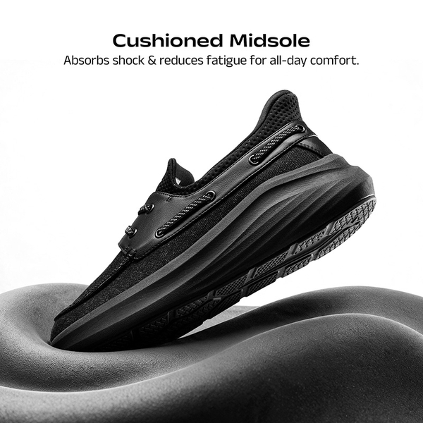 Men's Casual Cushion Comfort Non-Slip Wide Toe Box Walking Sneakers  - BLACK - 5