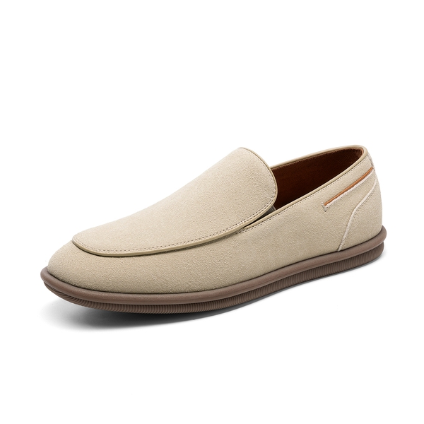 Men's Suede Leather Casual Dress Loafers  - SAND -  0