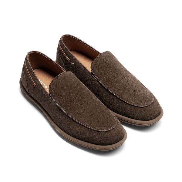Men's Suede Leather Casual Dress Loafers  - COFFEE - 1