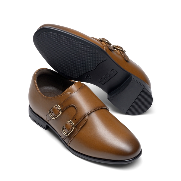 Boy's Monk Strap Loafers Dress Shoes - BROWN - 2