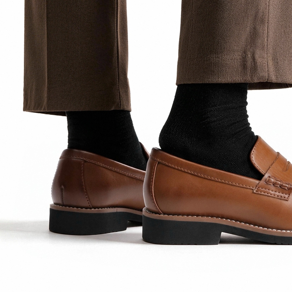 Boy's Penny Loafers Dress School Shoes - BROWN - 3