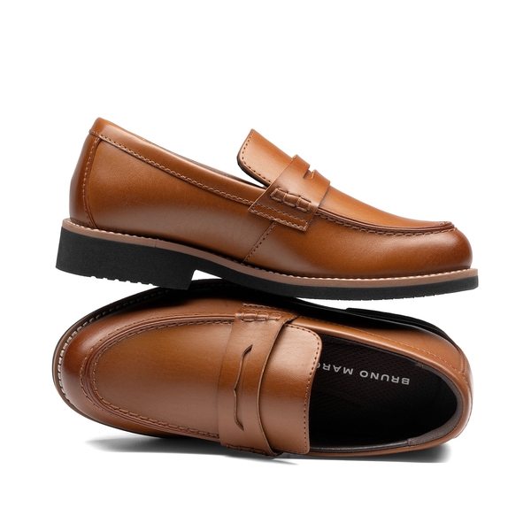 Boy's Penny Loafers Dress School Shoes - BROWN - 1