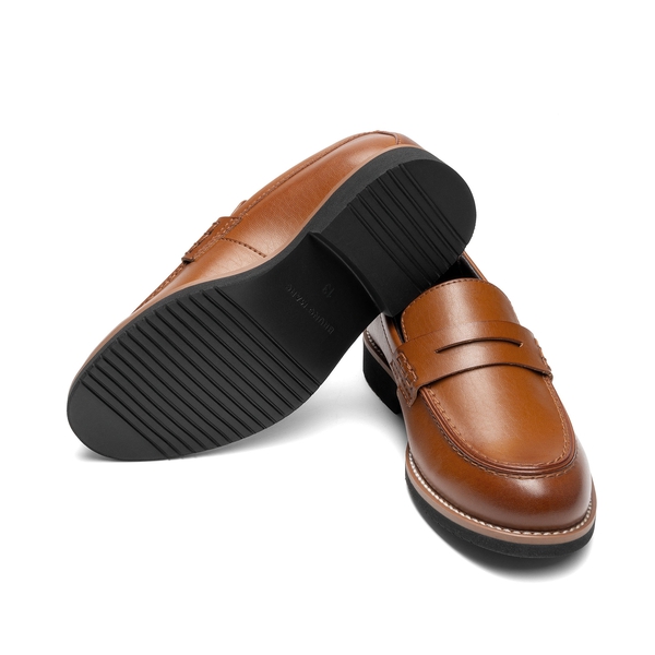 Boy's Penny Loafers Dress School Shoes - BROWN - 2