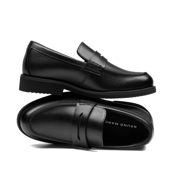 Boy's Penny Loafers Dress School Shoes - BLACK - 1