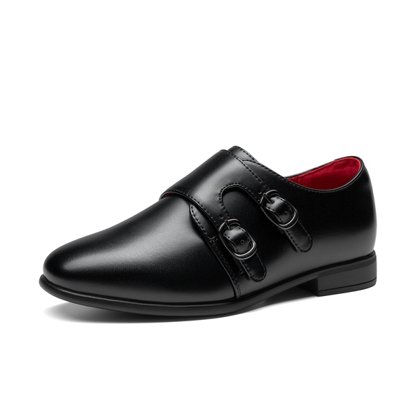 Boy's Monk Strap Loafers Dress Shoes - BLACK-PU -  0
