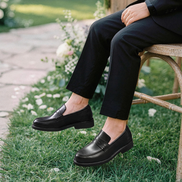Boy's Penny Loafers Dress School Shoes - BLACK - 4
