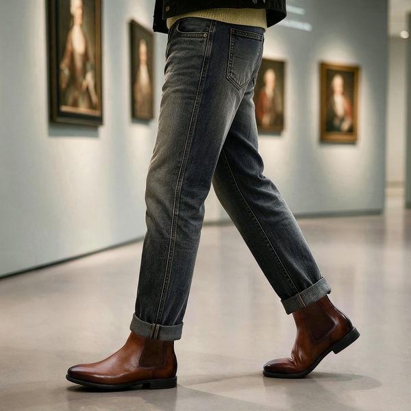 Men's Classic Full-Grain Leather Chelsea Boot - BROWN - 4
