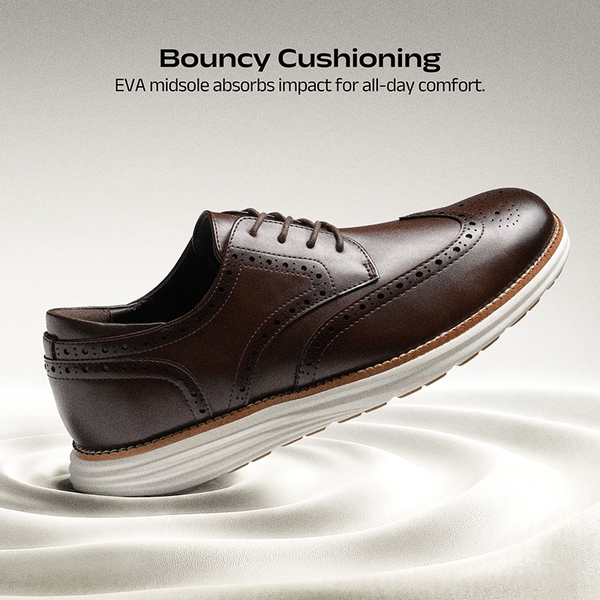 Men's Dress Sneakers Casual Oxford Shoes - DARK BROWN - 5