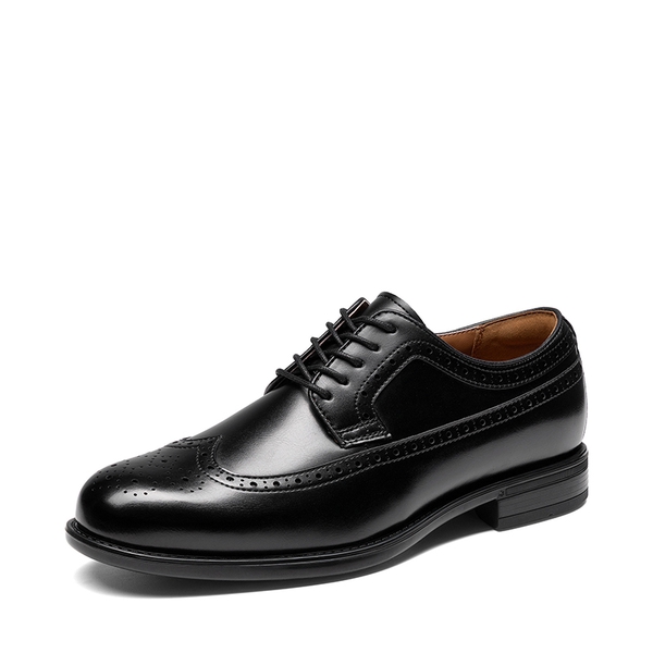 Men’s Classic Brogue Wingtip Oxford Shoes - BLACK -  0