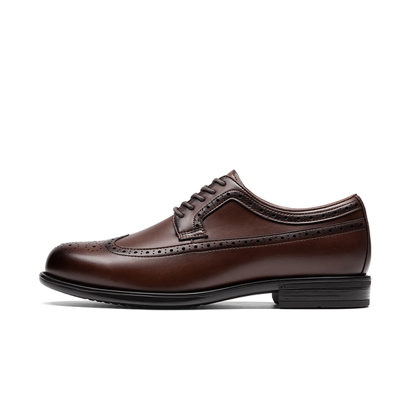 Men’s Classic Brogue Wingtip Oxford Shoes - DARK BROWN - 1