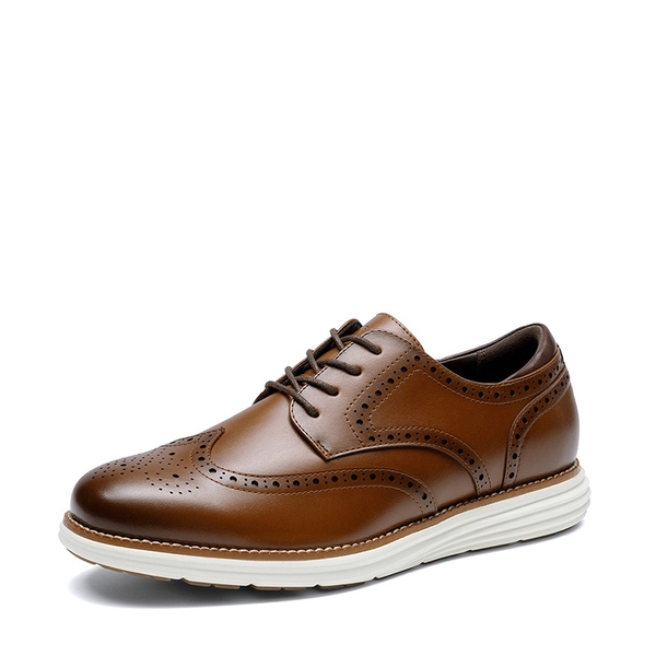 Men's Dress Sneakers Casual Oxford Shoes - BROWN -  0