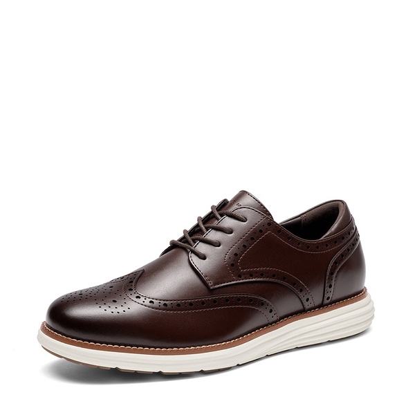 Men's Dress Sneakers Casual Oxford Shoes - DARK BROWN -  0