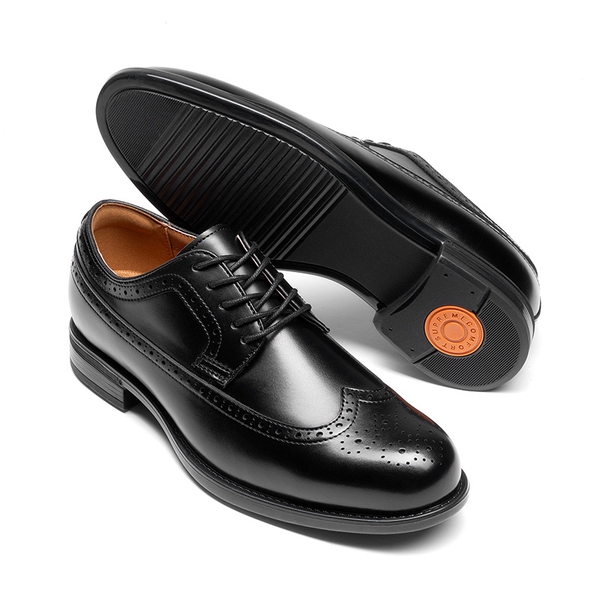 Men’s Classic Brogue Wingtip Oxford Shoes - BLACK - 2