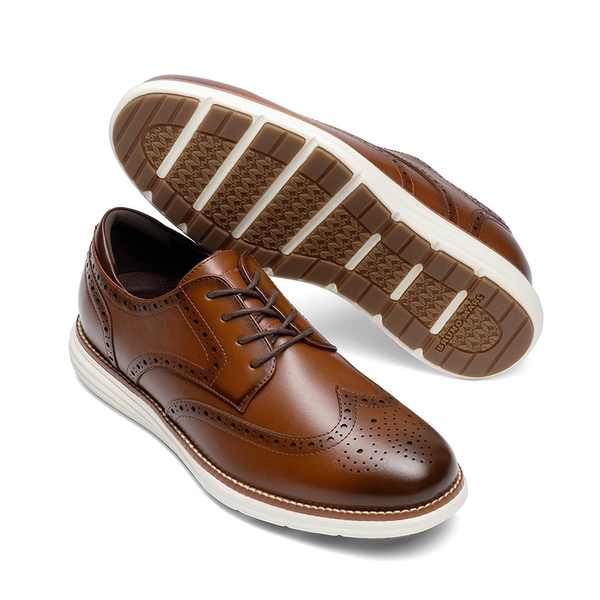 Men's Dress Sneakers Casual Oxford Shoes - BROWN - 2