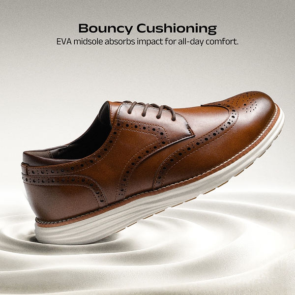 Men's Dress Sneakers Casual Oxford Shoes - BROWN - 5
