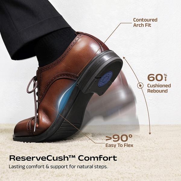 Men’s Cap Toe Leather Oxford Shoes - BROWN - 2