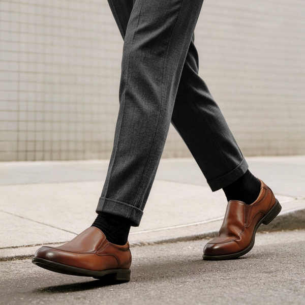 Men's Crafture Leather Comfortable Loafers - BROWN - 5