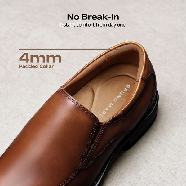 Men's Crafture Leather Comfortable Loafers - BROWN - 3