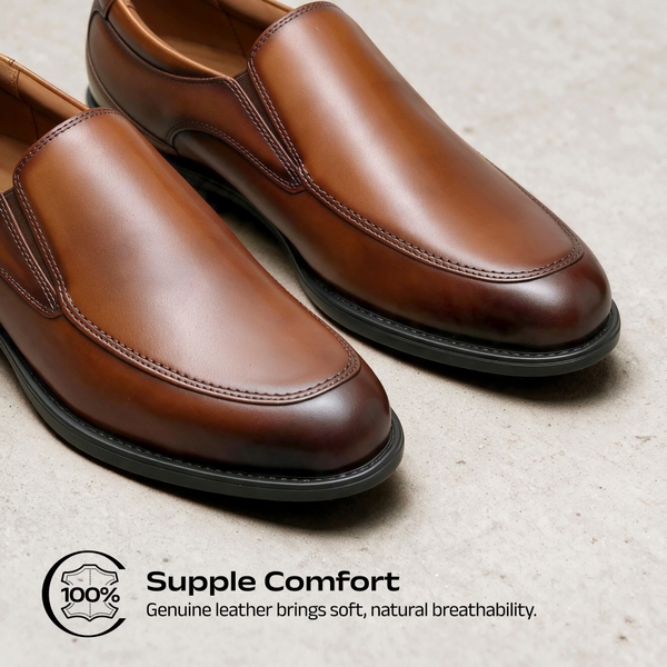 Men's Crafture Leather Comfortable Loafers - BROWN - 1