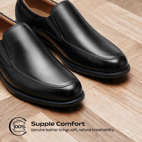 Men's Crafture Leather Comfortable Loafers - BLACK - 1