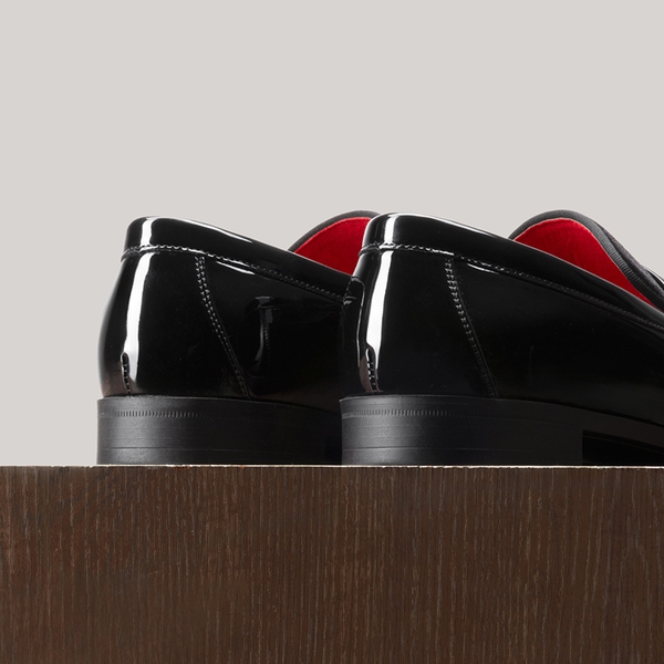 Men's PU Leather Slip-On Loafers - BLACK - 3