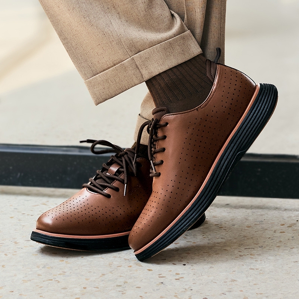 Men’s Smart Casual Oxford Style Sneakers - BROWN - 6
