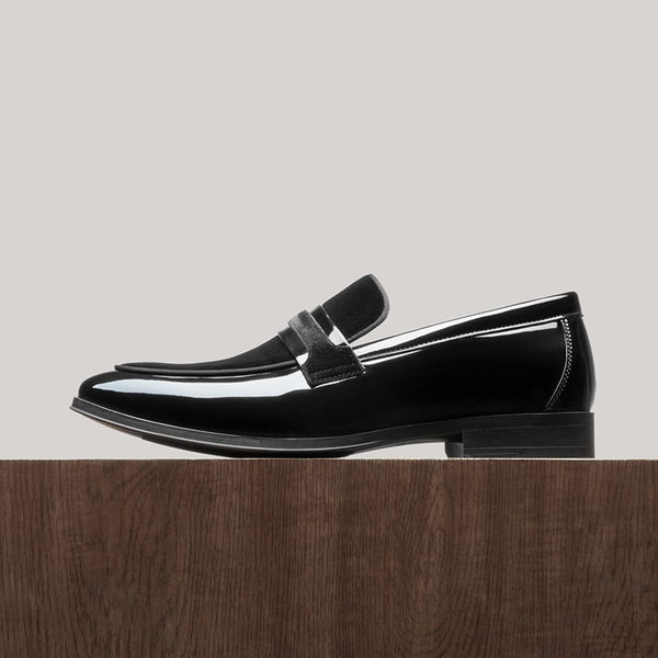 Men's PU Leather Slip-On Loafers - BLACK - 2